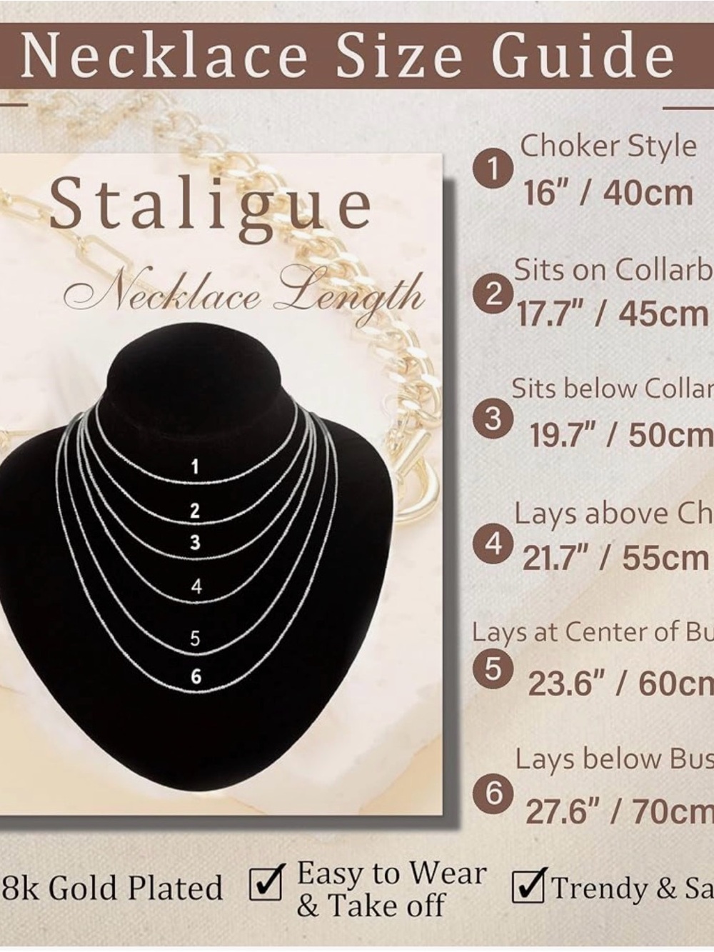 Gold Toggle Chain Necklace - Women’s Layered Link Pendant - Picture 7 of 7